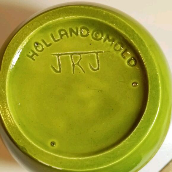Vintage Holland Mold Ginger Jar MCM Avocado Green Handmade 6.5" Retro Decor Art - Picture 6 of 10